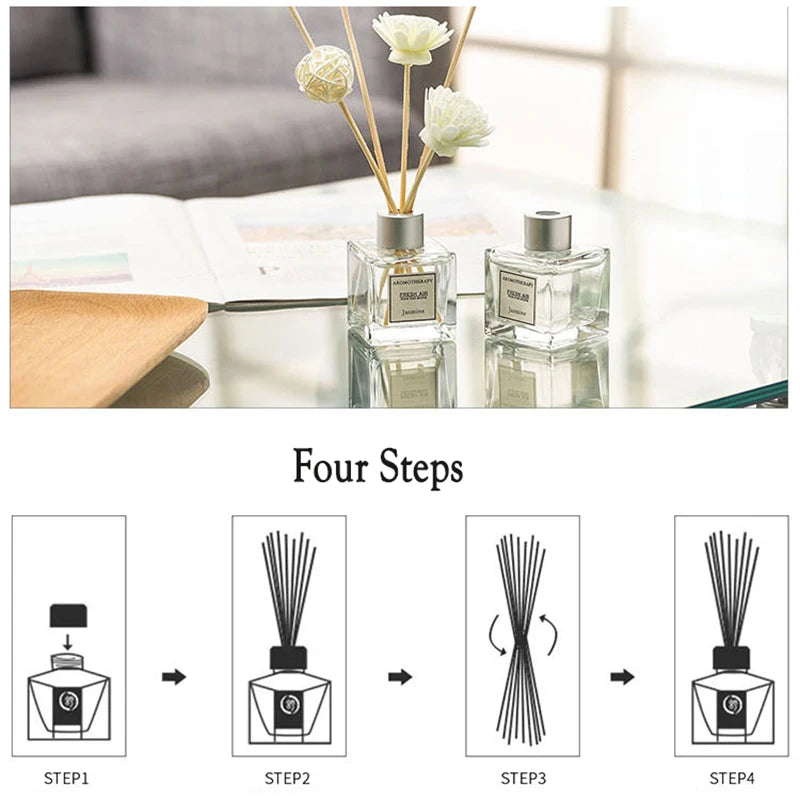 Y 50Ml Glass Difuser Essential Oil Rattan Dried Flowers Reed Diffusers Home Hotel Bedroom Aromatherapy Toilet Freshen Fragrance